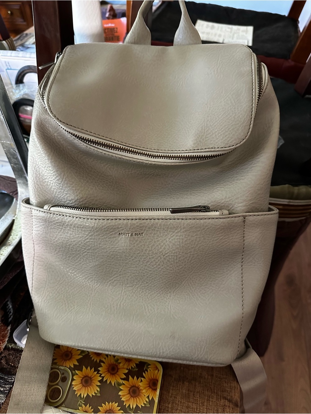 Matt & Nat Light Gray Vegan Leather Backpack